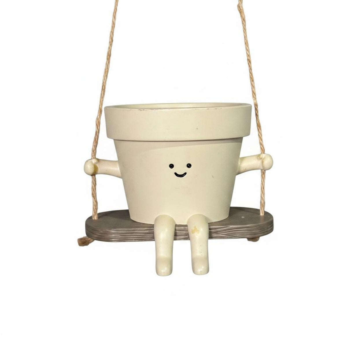 Swing Hanging Planter Short Side Arms Hanging Head Flower Pot Cream Colored