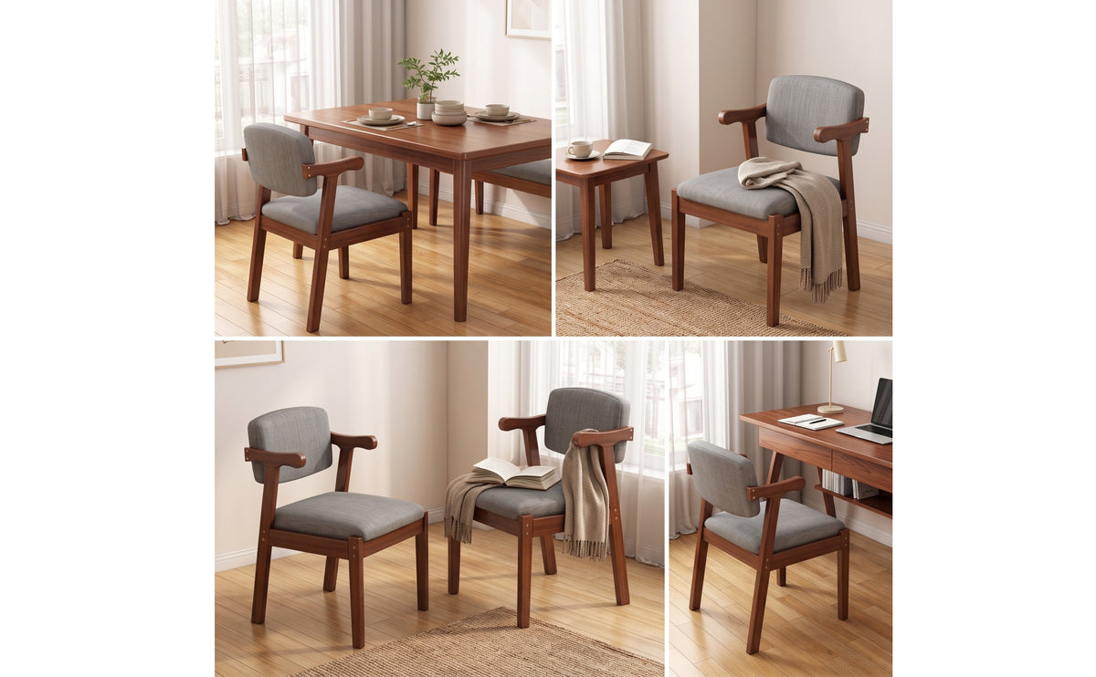 Mid-Century Modern Upholstered Dining Chair Padded Dining Chair Minimalist Armchair Sturdy for Kitchen
