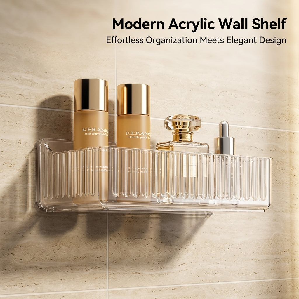 Bathroom Shelf Storage No Drill Shelves, Waterproof Wall Mounted Acrylic Organizers, Vanity Sink Organizer