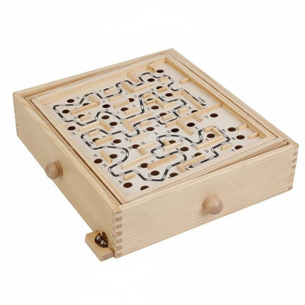 Hand-Eye Coordination Wooden Labyrinth Game Natural Wood Ball in a Maze Game Brain Teaser Tilting Maze Board for Children