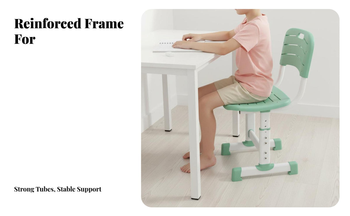 Adjustable Kids Desk and Chair Set children's Study Table and Chair Rounded Corners Adjustable Student Desk Set for Homeschooling, Home