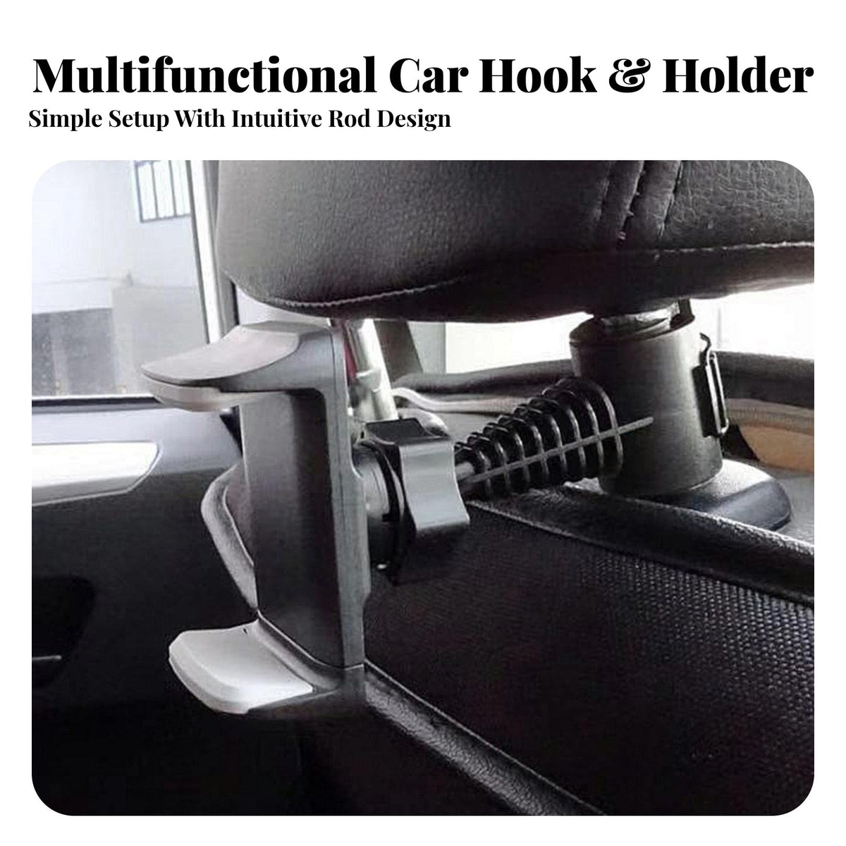 Car Headrest Phone Holder 2-in-1 Design Hanging Hook Phone Holder Anti-Slip Adjustable Mount for Passengers, Young Children, Travel, Road Trips