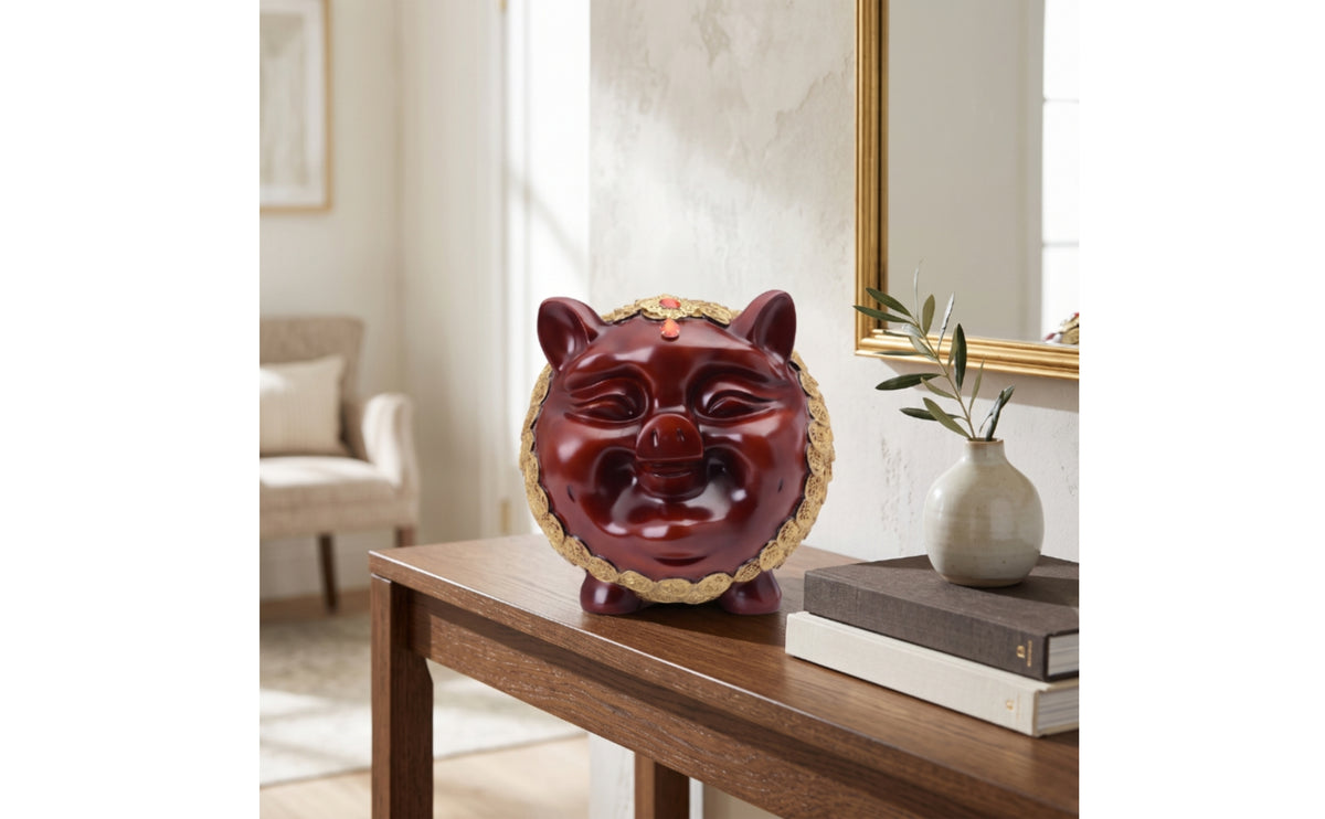 Piggy Bank Decorative Pig-Shaped Bank with Monetary Symbol Decorations Designs Embossed Pig-Shaped Moneys Box for Home Decor