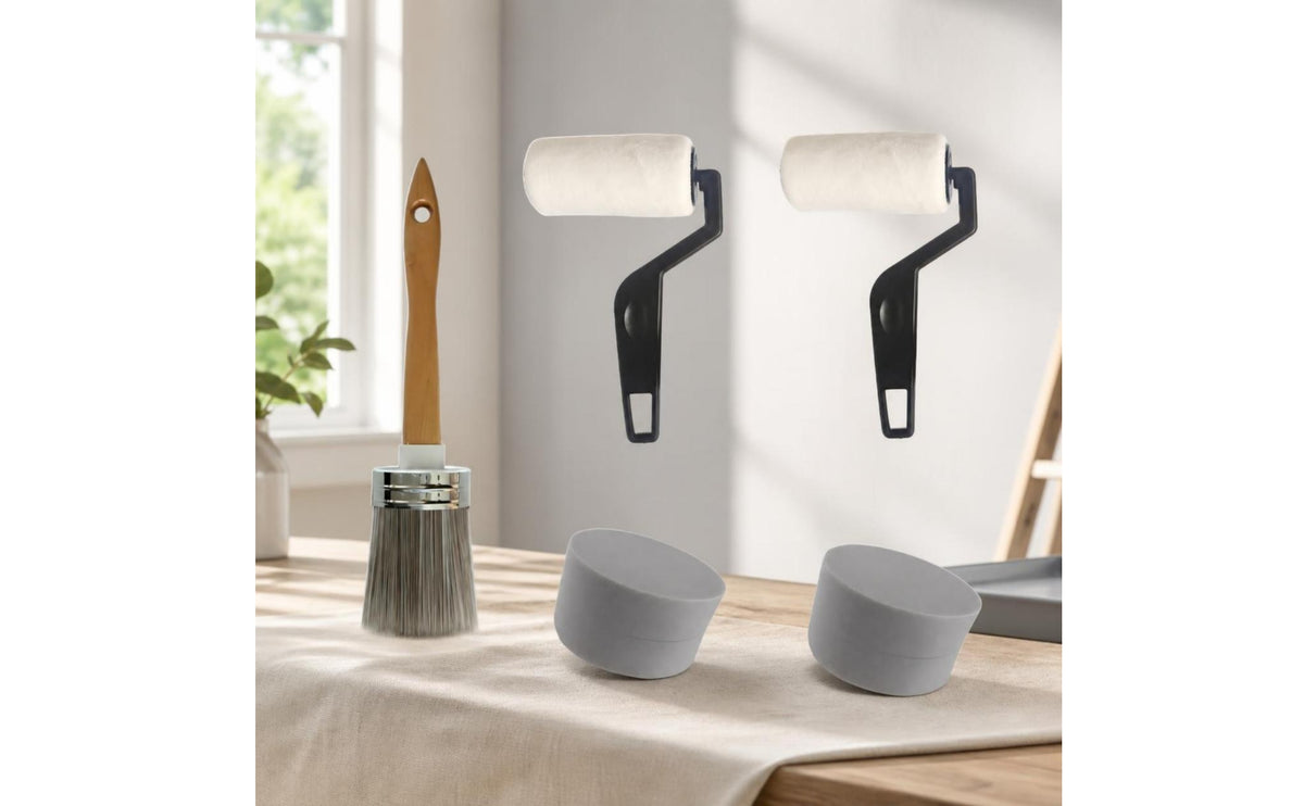 Paint Roller Kit with Brushes High Density Paint Brush with Wooden Handle Reusable Roller Covers for Home Hobbyists, Crafters, Home Improvement