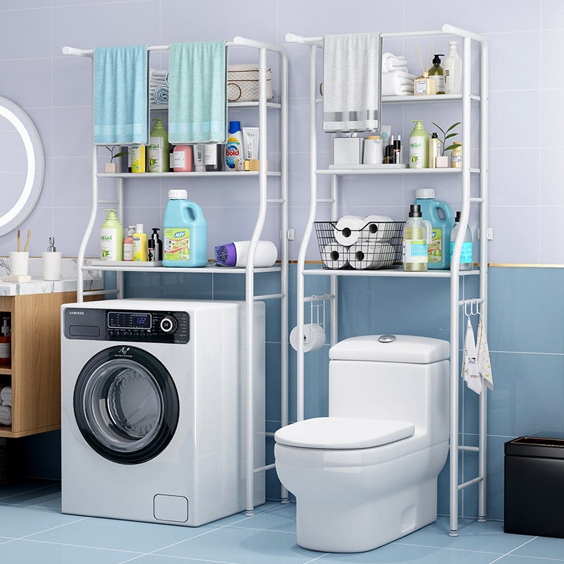 Bathroom Over-Toilet/Washer Storage Rack with Towel Bar, Punch-Free Floor-Standing Organizer