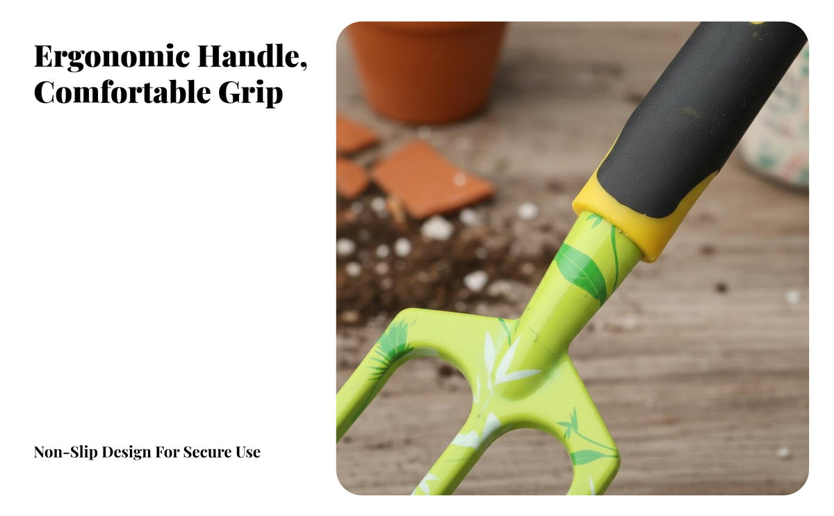 Gardening Tool Set Rust Resistant Aluminum Garden Tools Ergonomic Handle Hand Trowel and Rake Set for Gardeners, Beginners, Planting, Yard Work