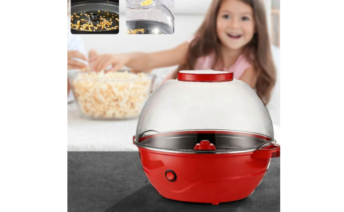 Glossy Finish Electric Popcorn Maker Clear Cover Domed Popcorn Maker Non-Stick Kitchen Appliance 500W