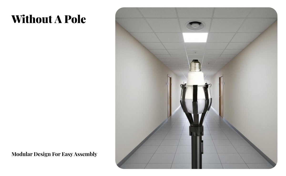 Telescopic Pole Light Bulb Changer No Ladder Needed High Ceiling Light Bulb Changer Detachable Head for Maintenance, Elderly, Vaulted Ceilings