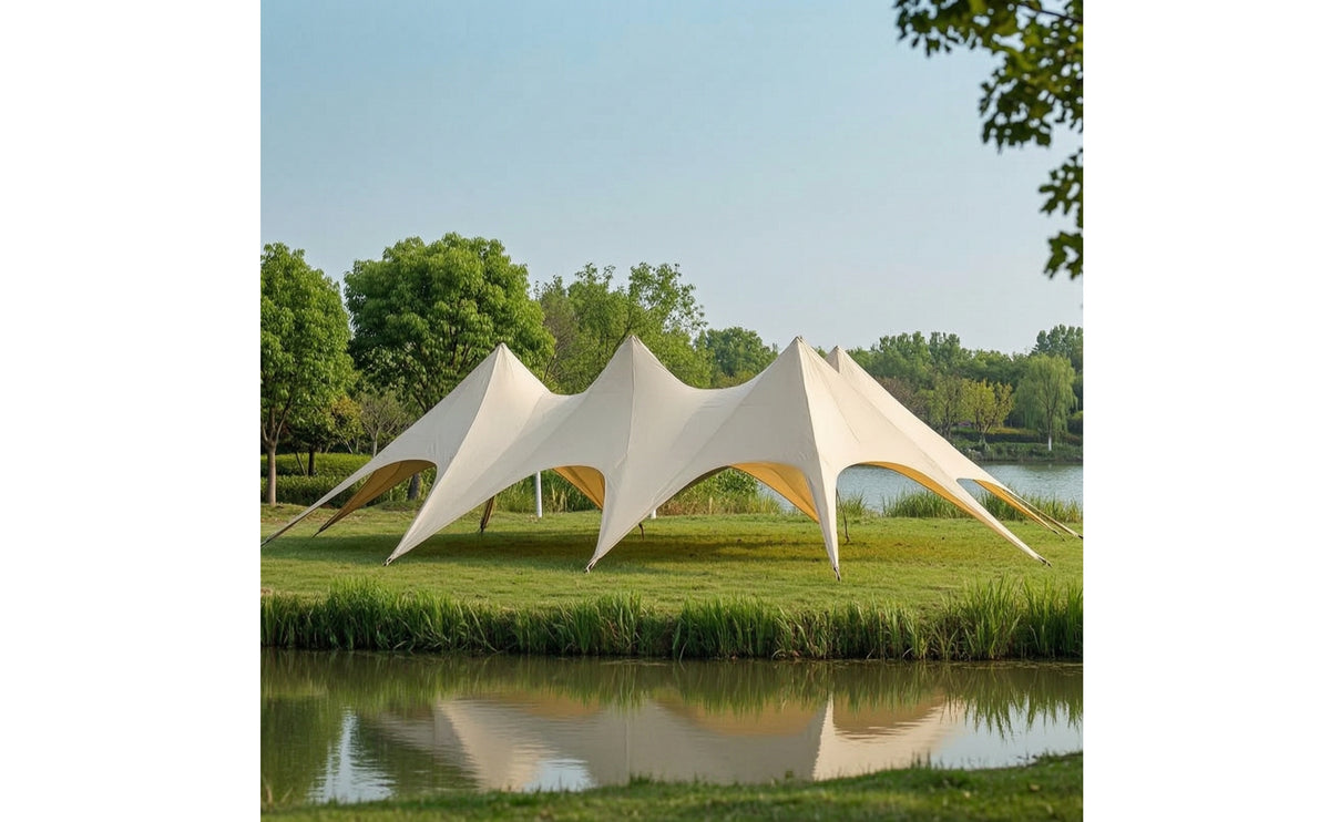 Three-Peak Tent UVF 50+ Outdoor Canopy Tent Protection Outdoor Canopy with Poles for Event Planners, Campers, Weddings, Camping