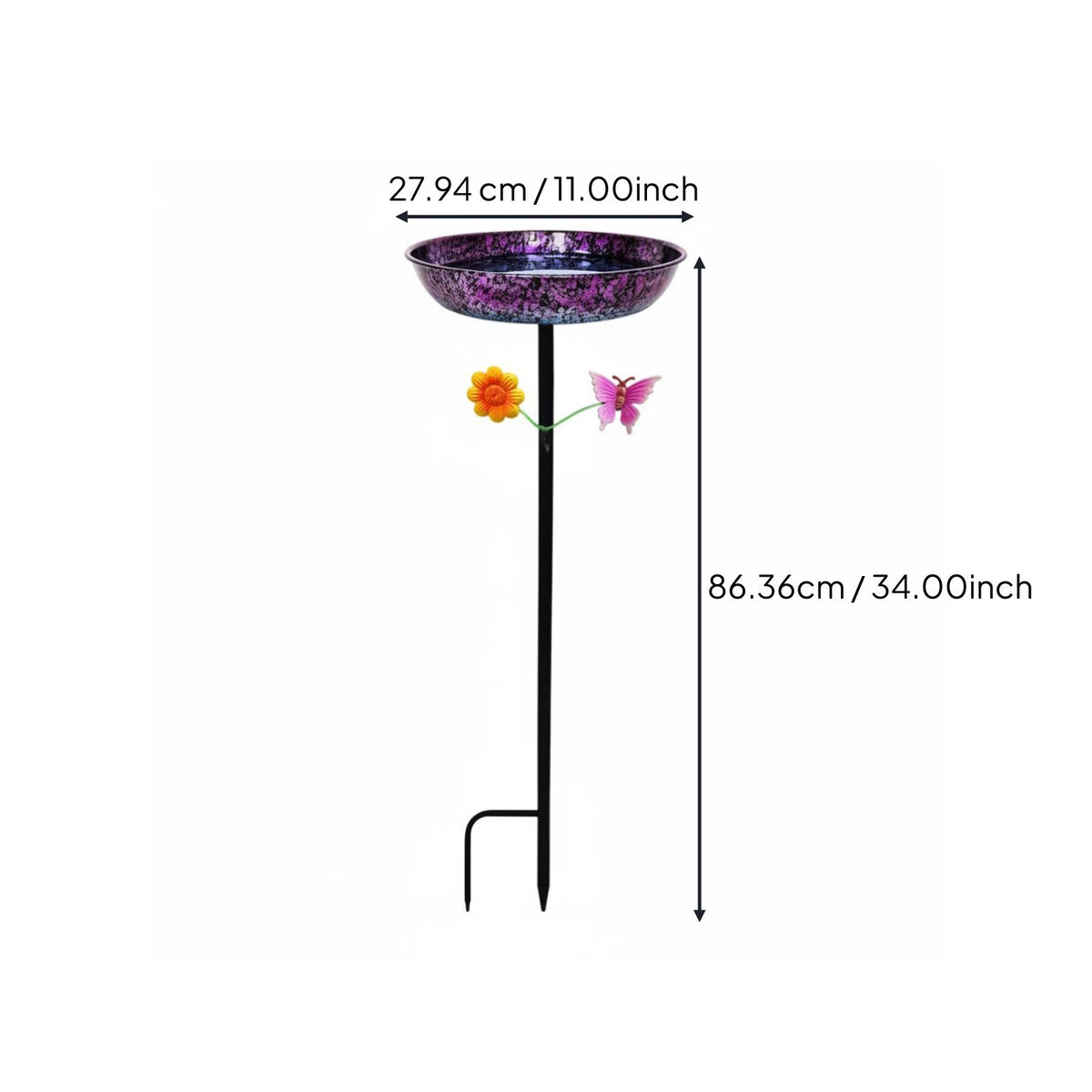 Metal Bird Bath Outdoor Garden Decor Weather-Resistant for Yard