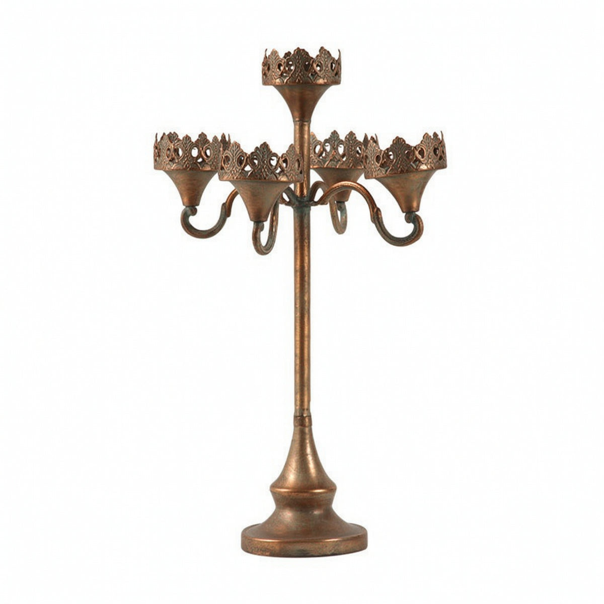 Candelabra with 5 Arms Ornate Candelabra Antique Candelabrum with Five Cups for Hosts, Weddings, Mantel, Parties