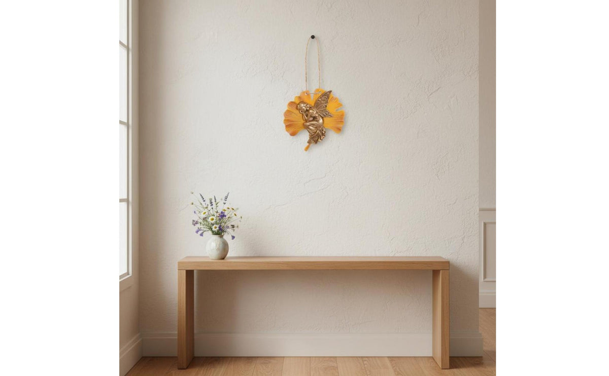 Ginkgo Frond Fairy Sign Detailed Sculpture Fairy Hanging Ornament Outdoor Decor