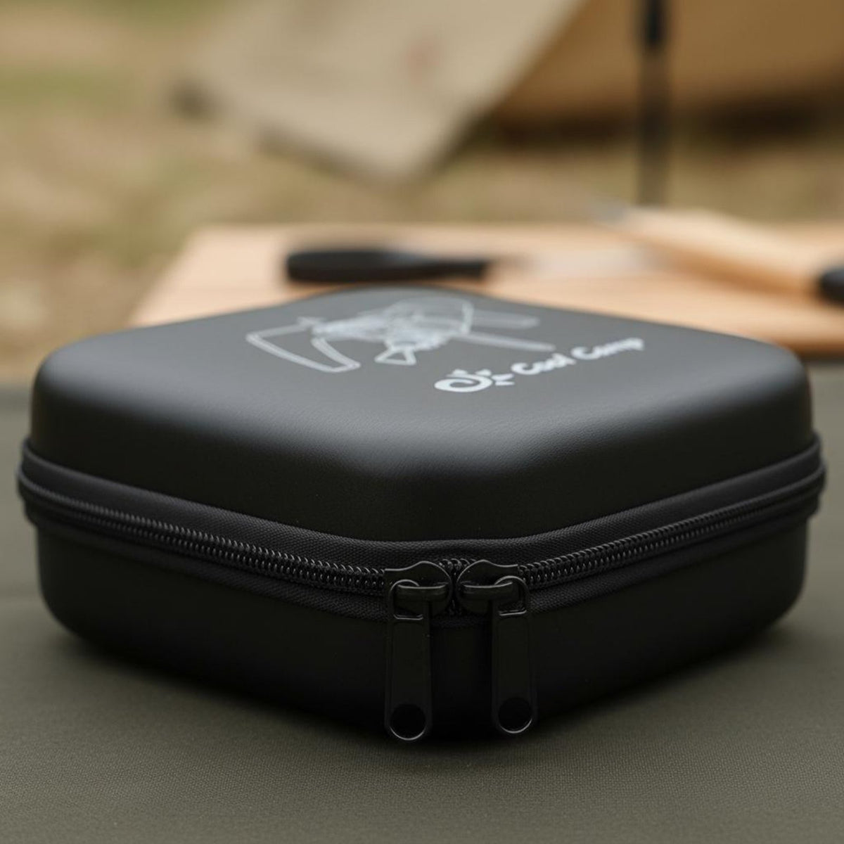 Hard Shell EVA Cooker Carrying Case Zipper Closure Spider Cooker Case Water-Resistant Camping Burner Storage Box Double Zippers for Outdoor Travel