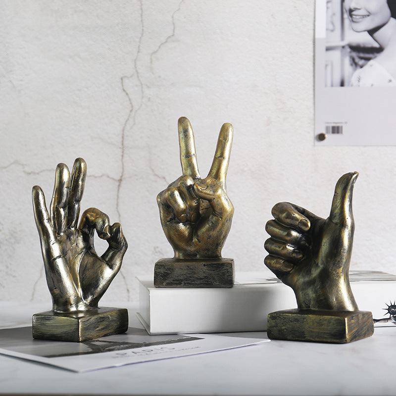 European Style Resin Hand Gesture Sculpture for Home Decor