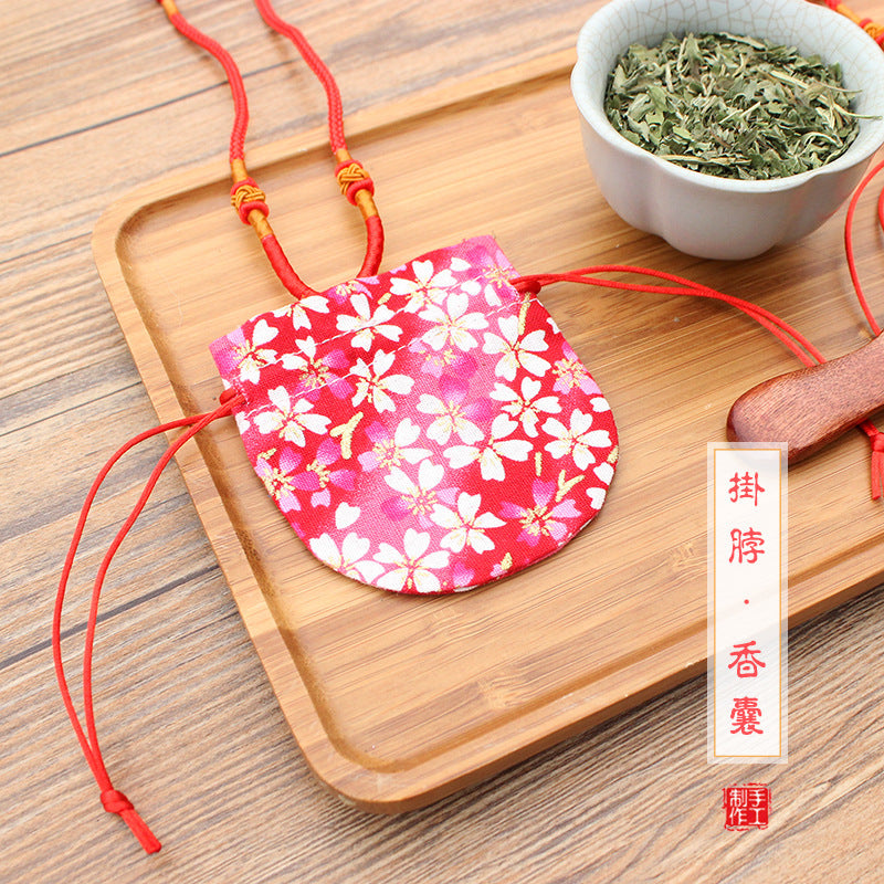 Embroidered Sachet Empty Bag for DIY Fragrance or Keepsakes, Portable Neck Hanging Lucky Pouch