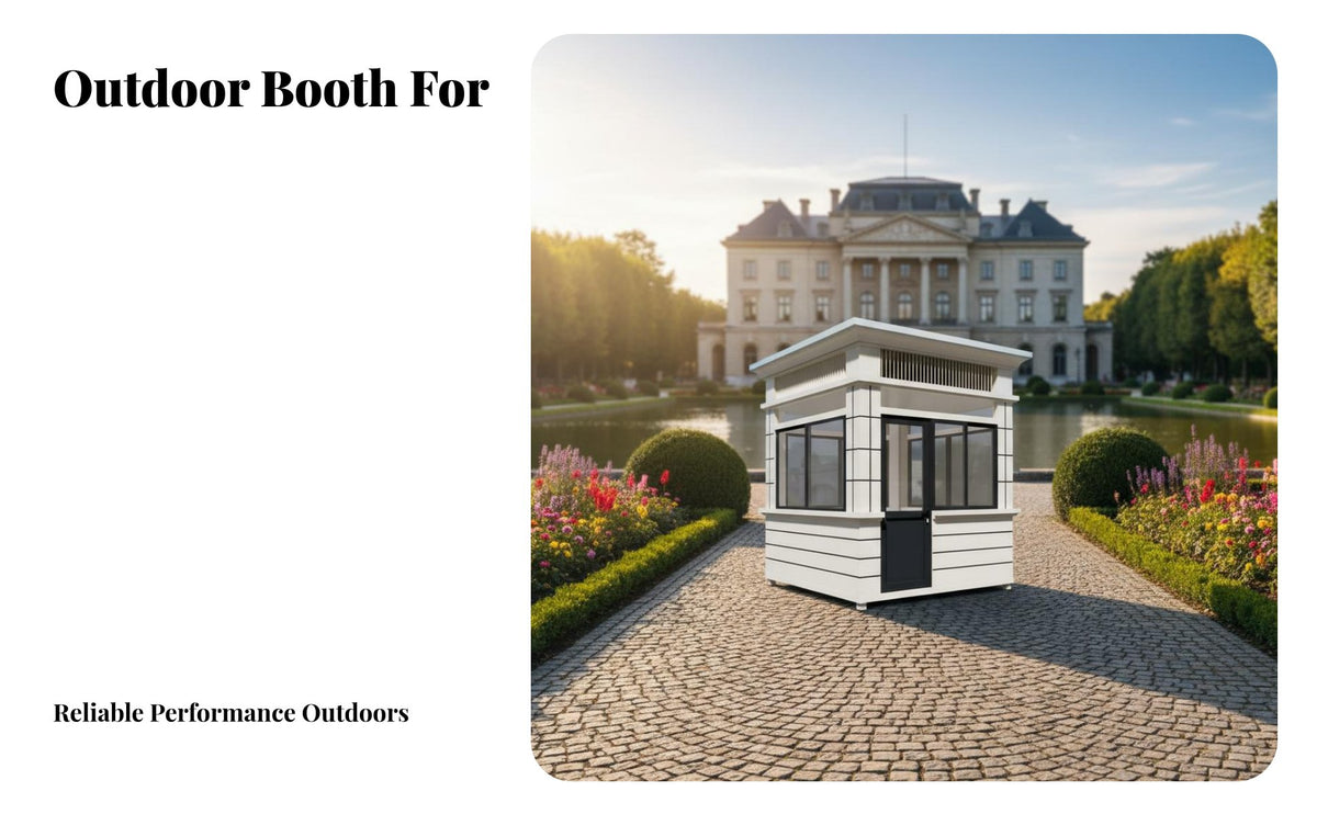 Portable Guard Booth Box Weather Resistant Prefabricated Security Booth Reinforced Glass Panes Stone Finish Gatehouse for Building Entrances
