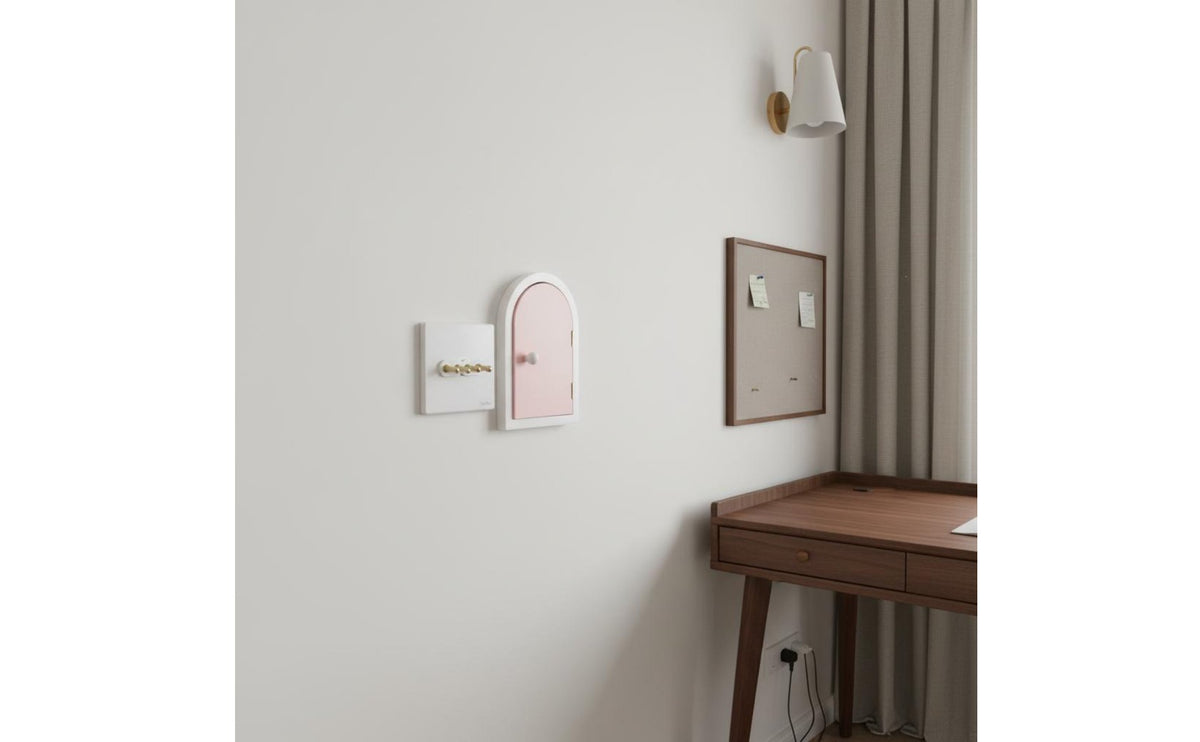 Door Shaped Outlet Cover Cute Switch Surround Frame 3D Light Switch Sticker for Girls, Kids, Nursery, Bedroom