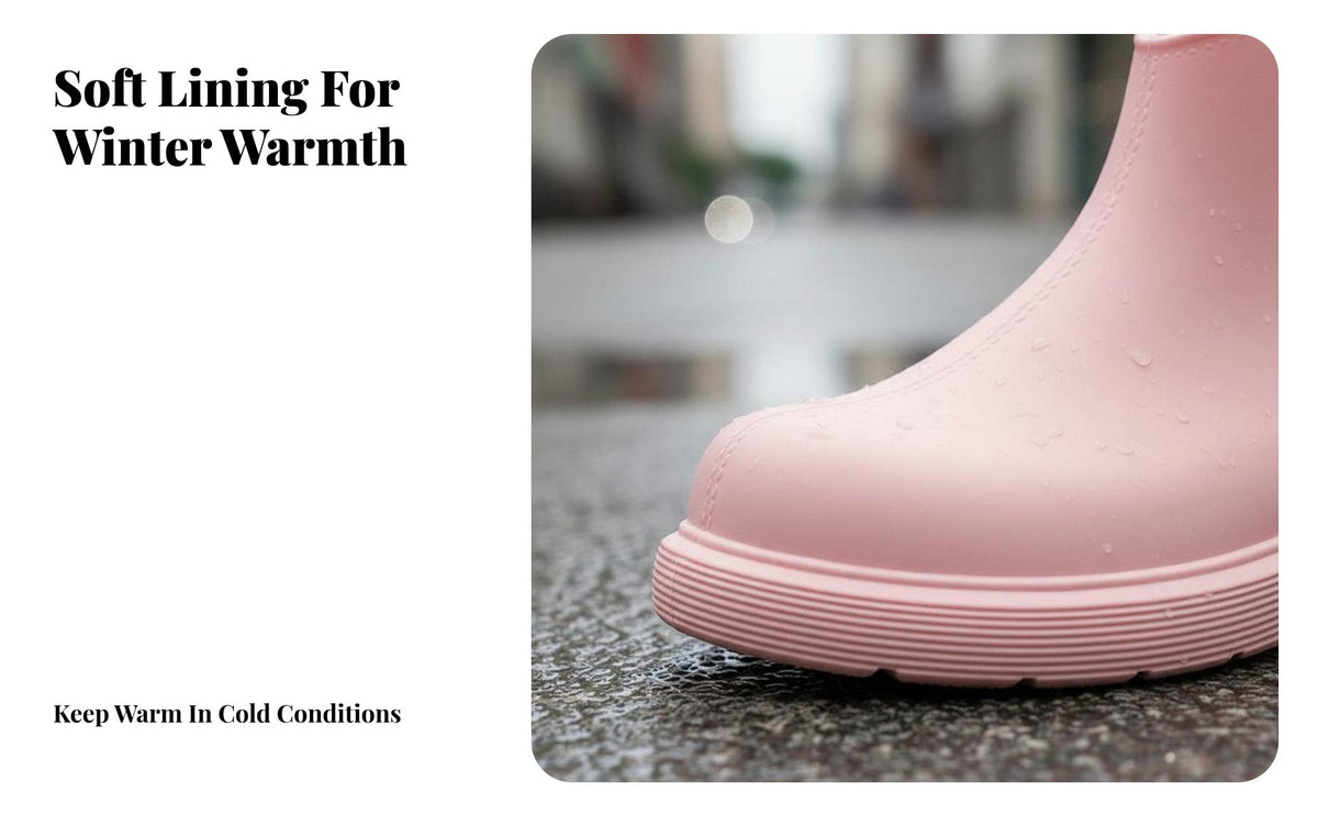 Ankle Rain Boots Warm Lined Ankle Rubber Boots Korean Design Short Waterproof Booties for Young Adults, Dog Walkers, Rainy Days, Daily Wear, Gardening