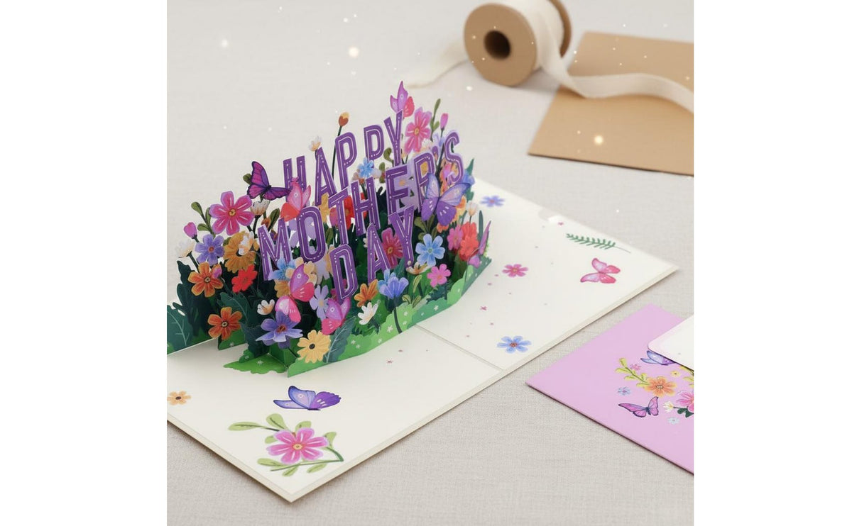 Laser Cut Mother's Day Greeting Card Creative Gift 3D Standing Card Intricate Details Paper Flower Arrangement Long-Lasting Keepsake for Mothers, Grandmothers, Wives