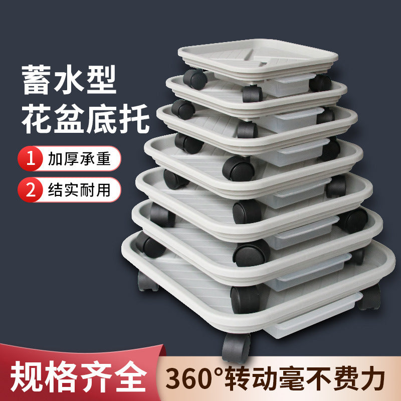 Square/Round Plant Caddy with Wheels and Water Tray, Heavy Duty Rolling Planter Stand