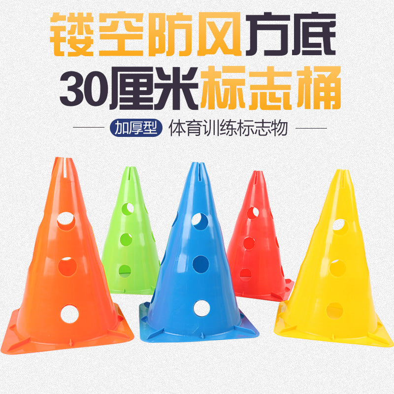30cm Square Base Training Cones with Holes for Soccer and Sports Drills