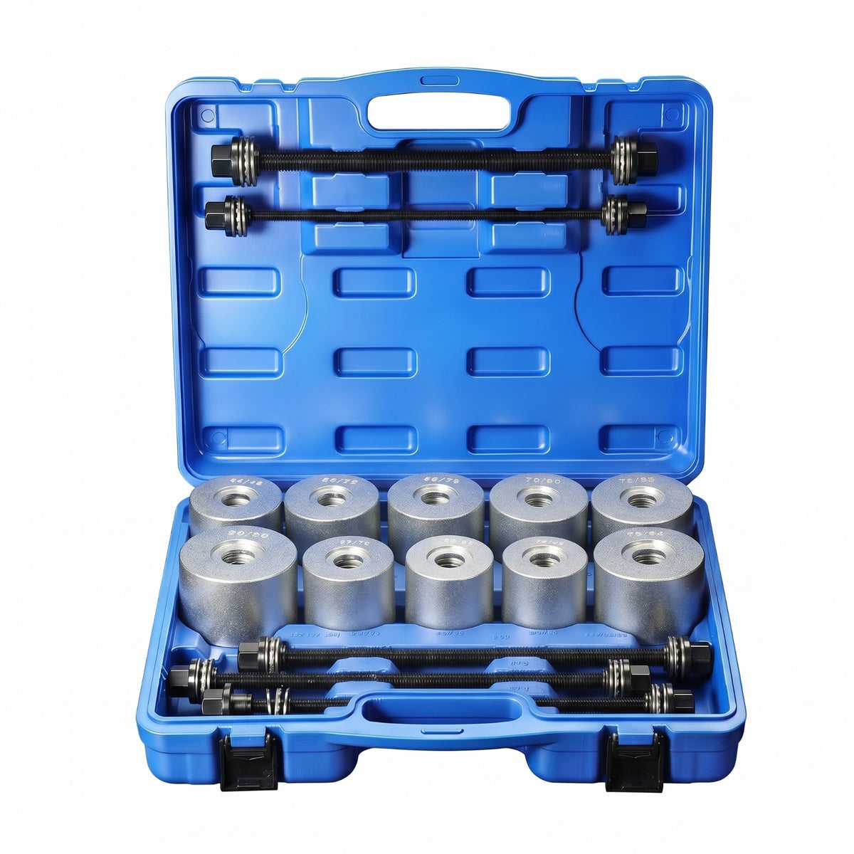 27 Pieces Vehicle Bushing Press Kit Threaded Rod Bushing Removal Tool Kit Molded Carrying Case for Mechanics