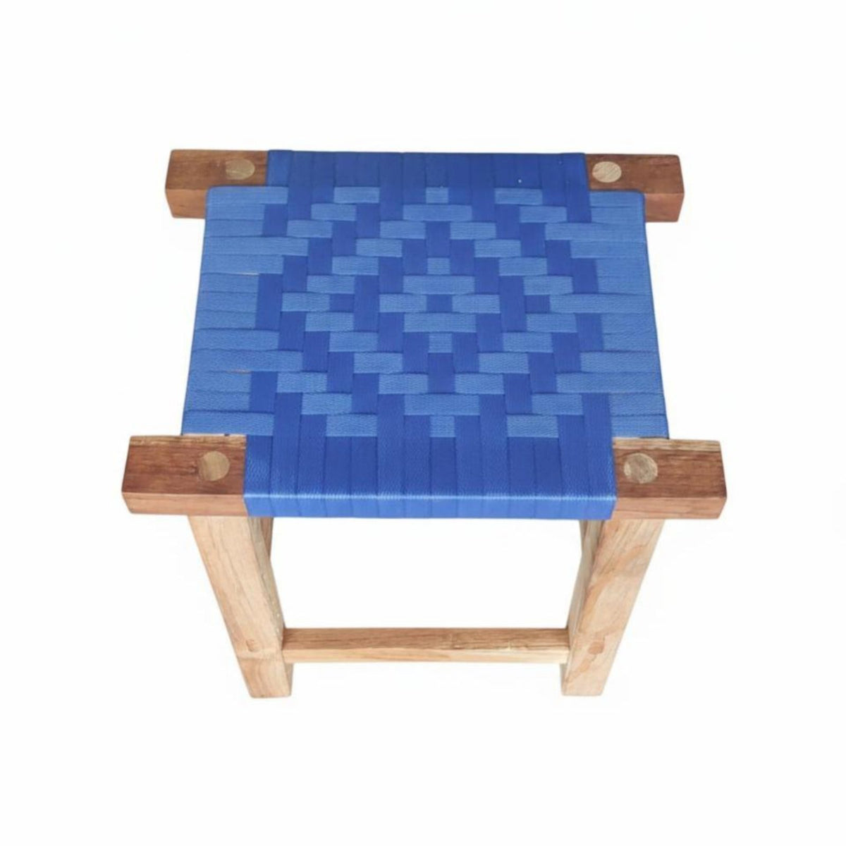 Handmade Woven square-top Stool Sturdy and long-lasting Square Wooden Stool sturdy Wood Construction Small Seat Ethnic and design for Restaurant Owners, Apartment Dwellers, Teahouse, Kitchen, Living Room, Entryway