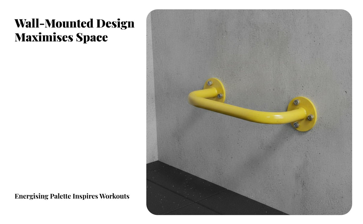 Wall-Mounted Pull-up Bar Steel Construction Wall Mounted Pull up Bar Space Saving Curved Design-Shaped Fitness Handle for Adults, Indoor, Basement