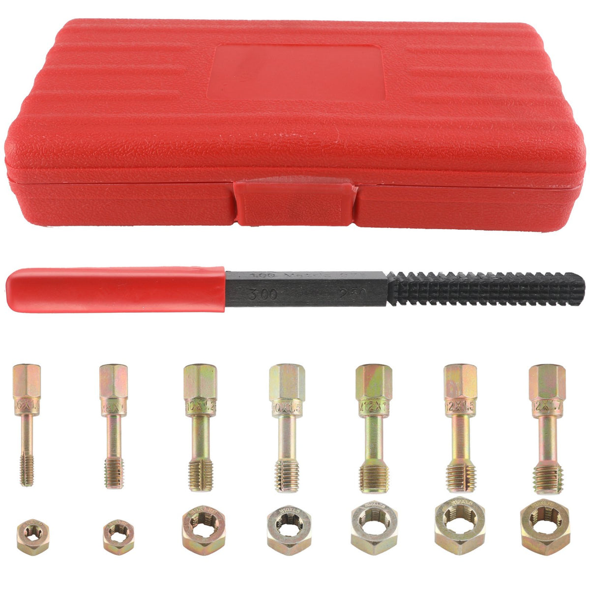15 Pieces High Hardness Thread Repair Kit 45# Steel Screw Thread Restorer Kit Wear Resistant Rethread Repair Tool Precision Restoring for Mechanics, DIY Enthusiasts, Garage, Workshop