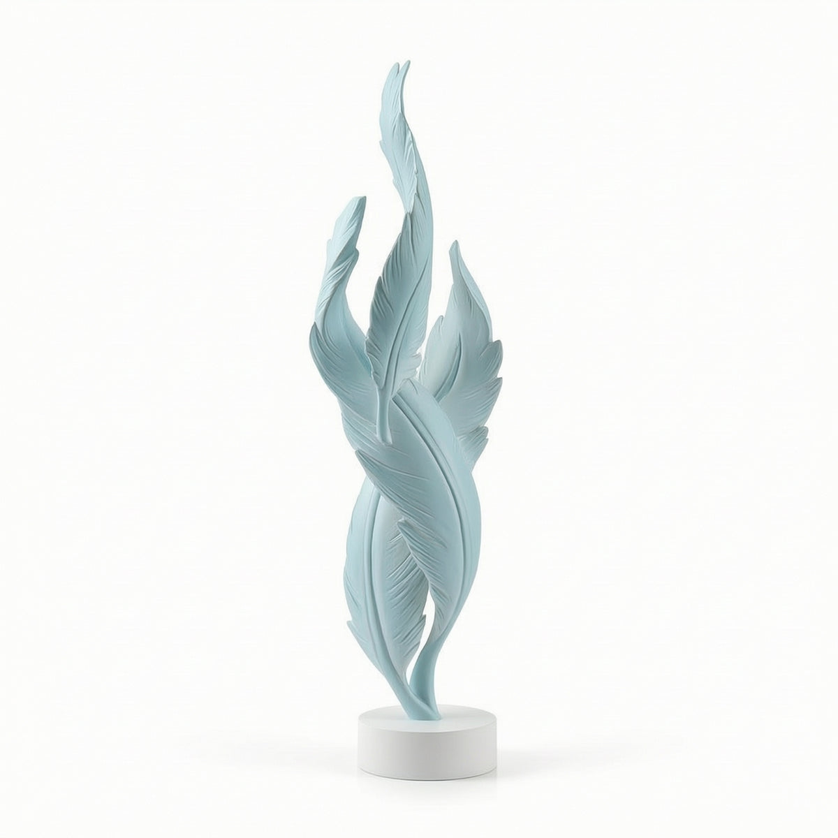 Feather Figurine with Round Base Sculptural Statue Elegant for Bookshelf