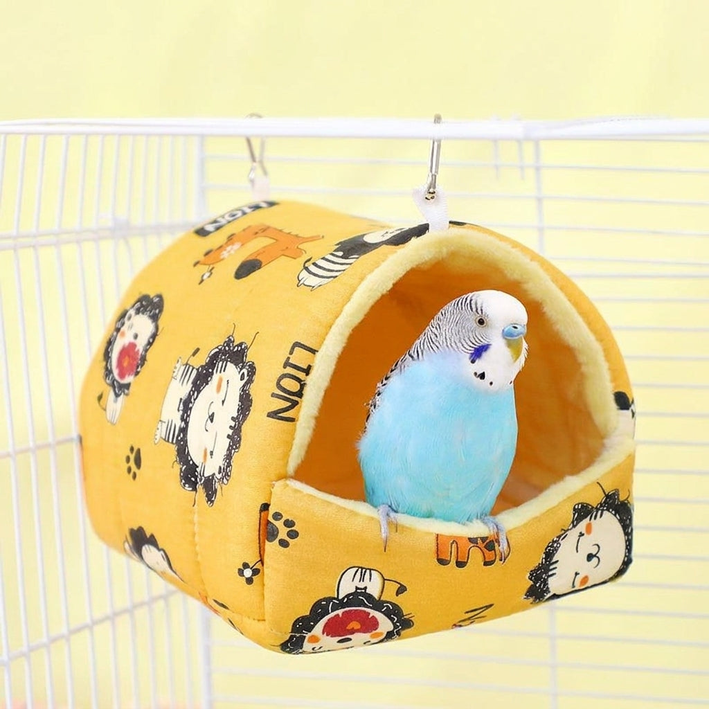 Machine Washable Nest Bird Nest for Cage, Warm Cotton Hanging Hammock with Crystal Velvet, Enhanced Thermal Insulation for Medium Birds, 15cm