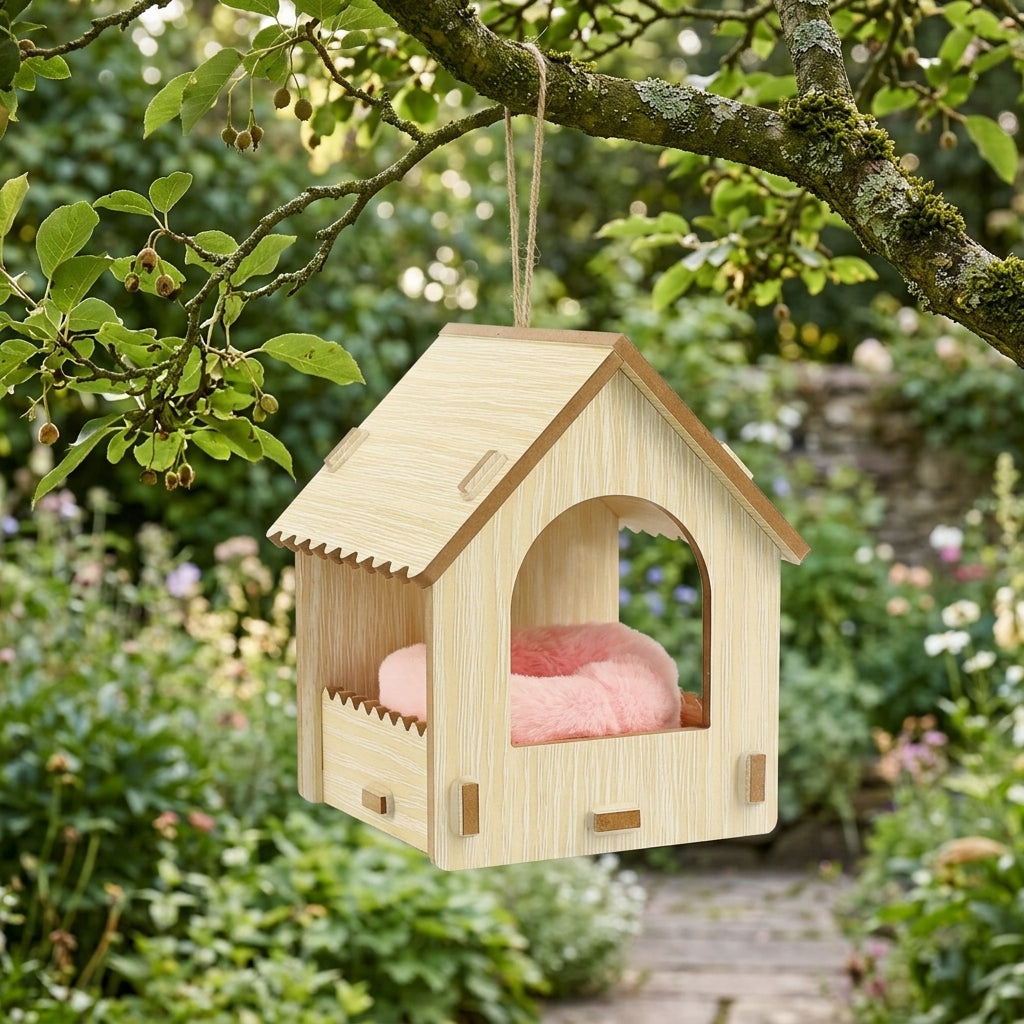 Wooden Parrot Breeding Box 29.5x15x15cm Bird House, Nest Boxes for Birds with Soft Cotton Nest, Hanging Parakeet Home with Slotted Vents, 2pc