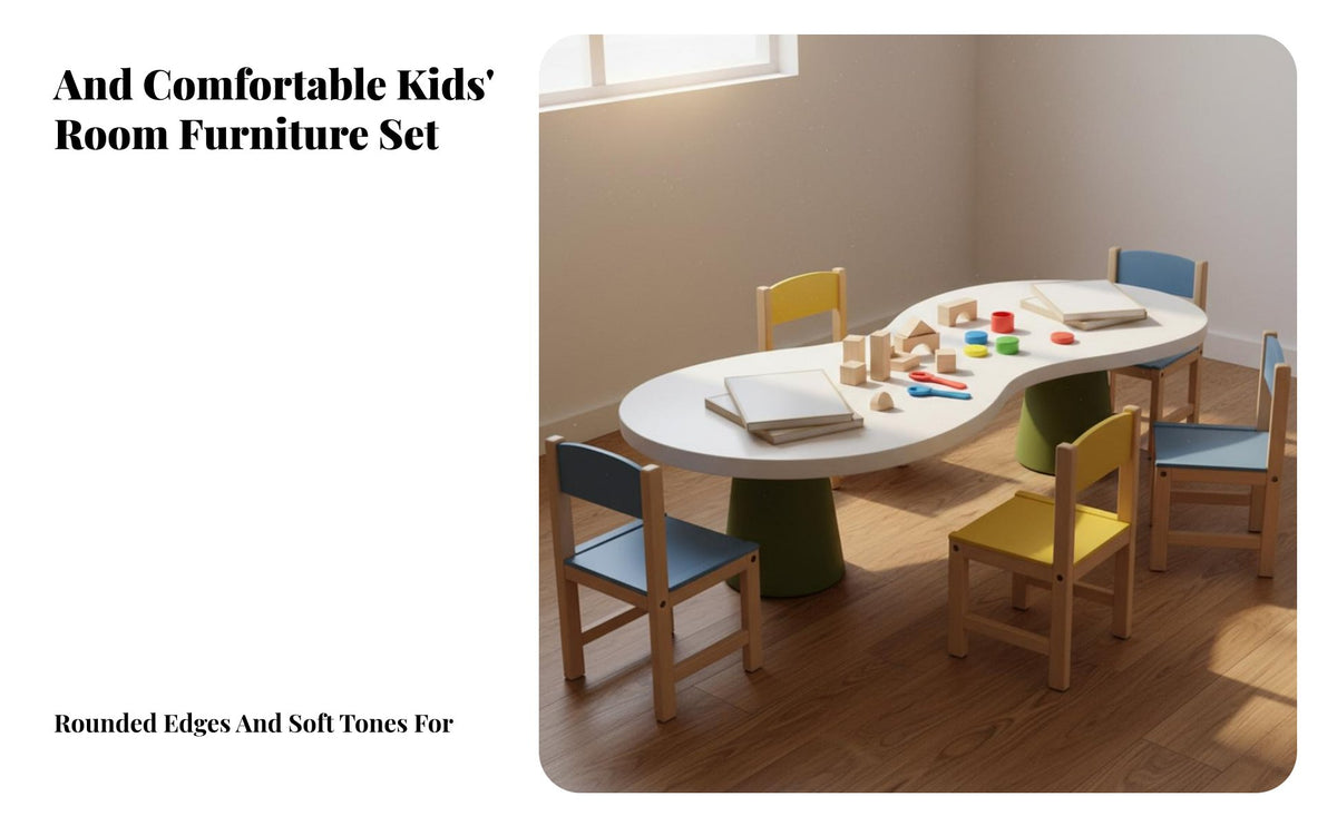 Kindergarten Learning Table Child-Friendly Materials Childrens Drawing and Play Table Set Rounded Edges Upholstered children's Chair Set for Classroom