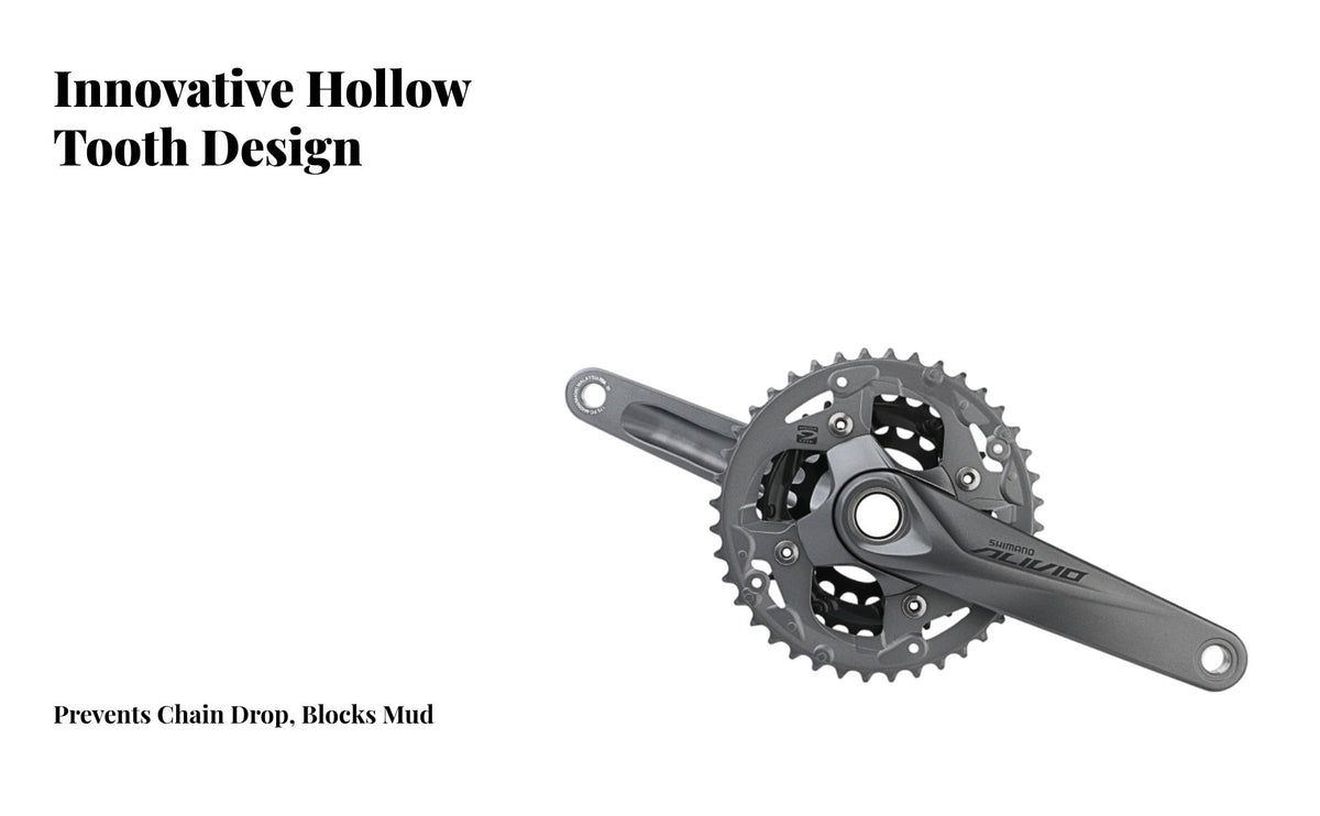 Mountain Bike Crankset Aluminum Alloy Trail Bike Crankset Anti-Chain Drop Design 3x9 Speed Chainset for Cyclists, Trail Riding, Rough Terrain Biking
