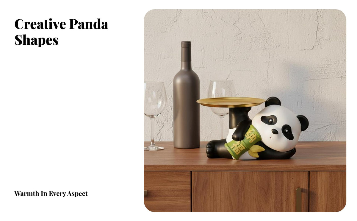 Panda Statue Housewarming Gift Resin Panda Statue Creative Design Small Animal Figurine for New Homeowners, Collectors, Living Room, Bookshelf, Office