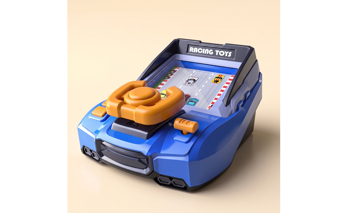 Game Toy with Steering Wheel Two-Power-Supply Simulated Driving Toy Interactive Simulated Driving Console for Kids, Young Children, Playroom, Home