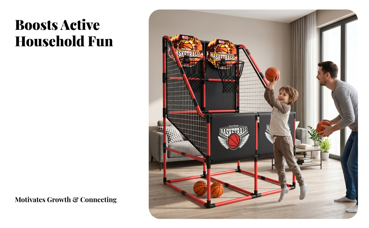 Indoor Basketball Scoring Game Freestanding Twin Basketball Game Tubular Frame