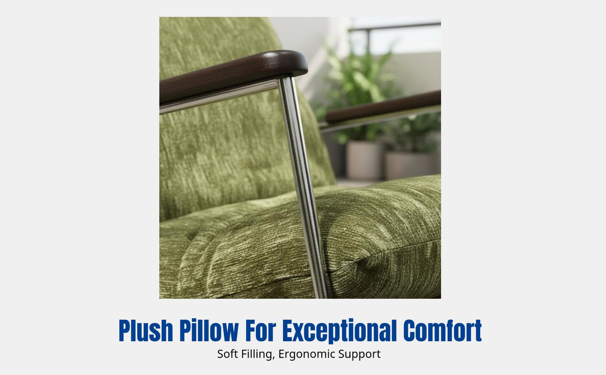Recliner Chair, Modern Minimalist Metal Frame, Soft Thick Padding, Living Room, Balcony, Adults, Random Color