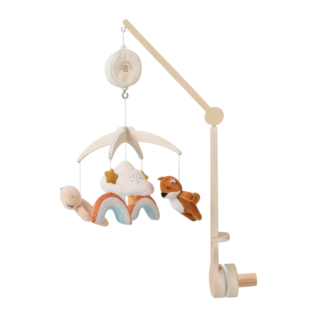 Baby Mobile with Music Box Soft Fabric Crib Mobile Music Box Rotator Clamp-on for Newborn