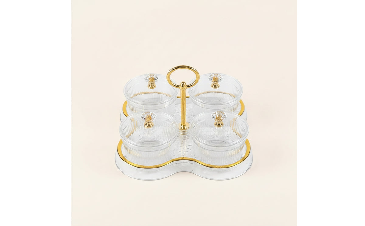 Snack Tray with Lid and Handle 4-Compartment Tray with Compartments Divided Serving Platter BPABPA-Excluded for Hosts, Parties