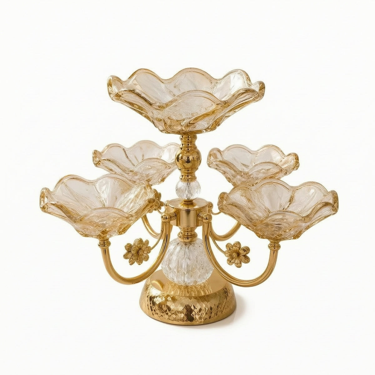 Fruit Bowl with Metal Stand Decorative Dish Clear for Dining Table, Hosts