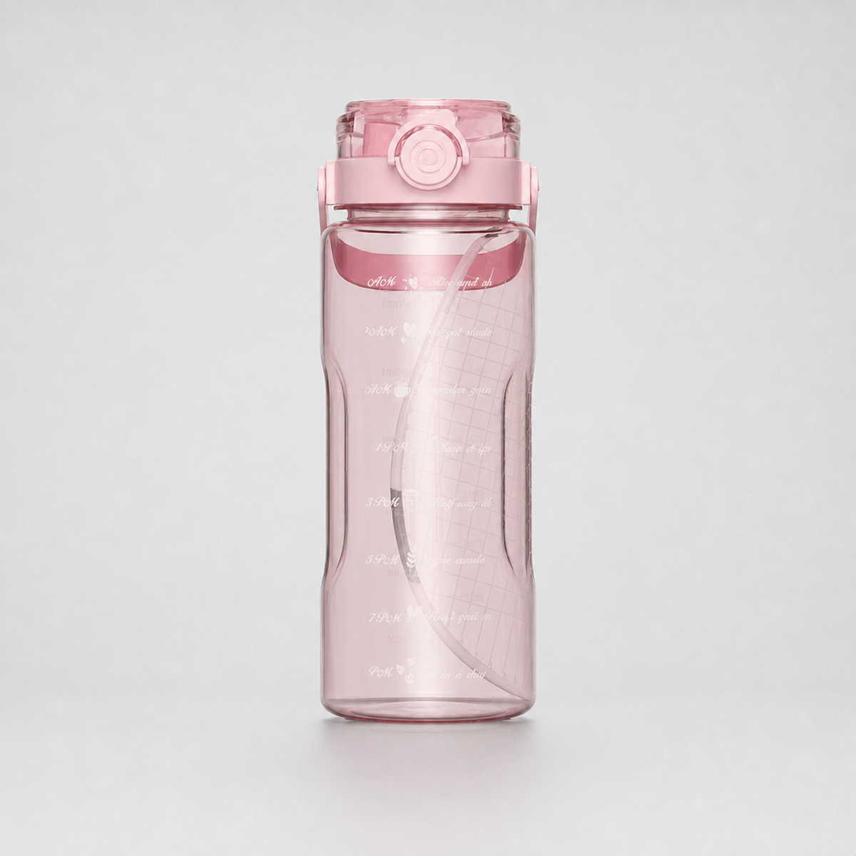 Large-Capacity Sports Water Bottle with Straw and Measurement Scale