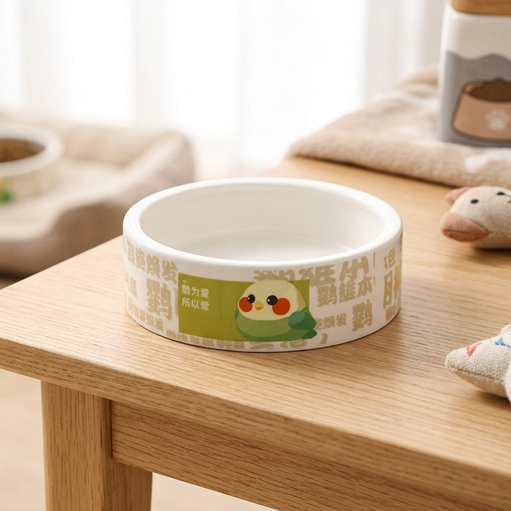 Parrot Feeder and Ceramic Bird Food Dish, Freestanding Parrot Food Container for Bird Feeding, Hanging Ceramic Pet Bird Supplies Accessories