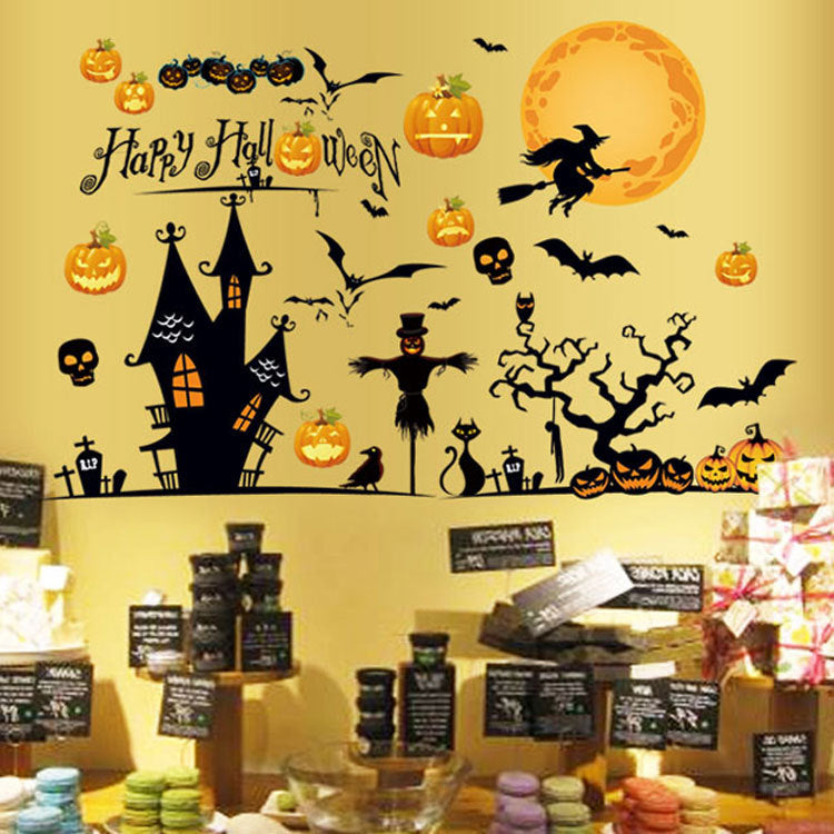 Creative Halloween Pumpkin Wall Decals for Living Room Bedroom Window Decor