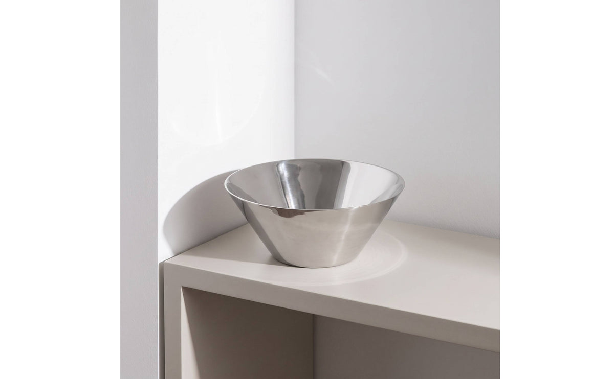 Decorative Bowl Faceted Centerpiece Bowl Silver Dish for Tabletop, Living Room, Entryway