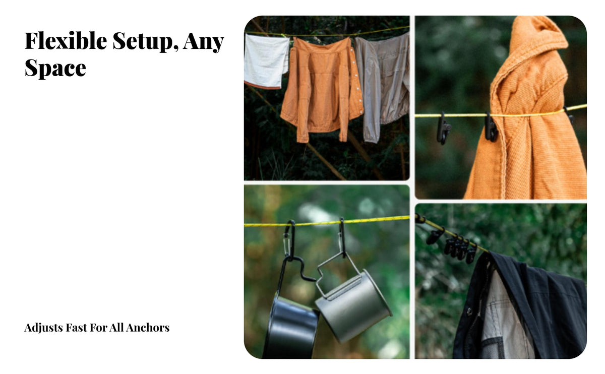 Travel Clothesline with Clips | Compact Storage Bag, Lightweight Nylon Design, Portable Clothesline with Clips, for Camping