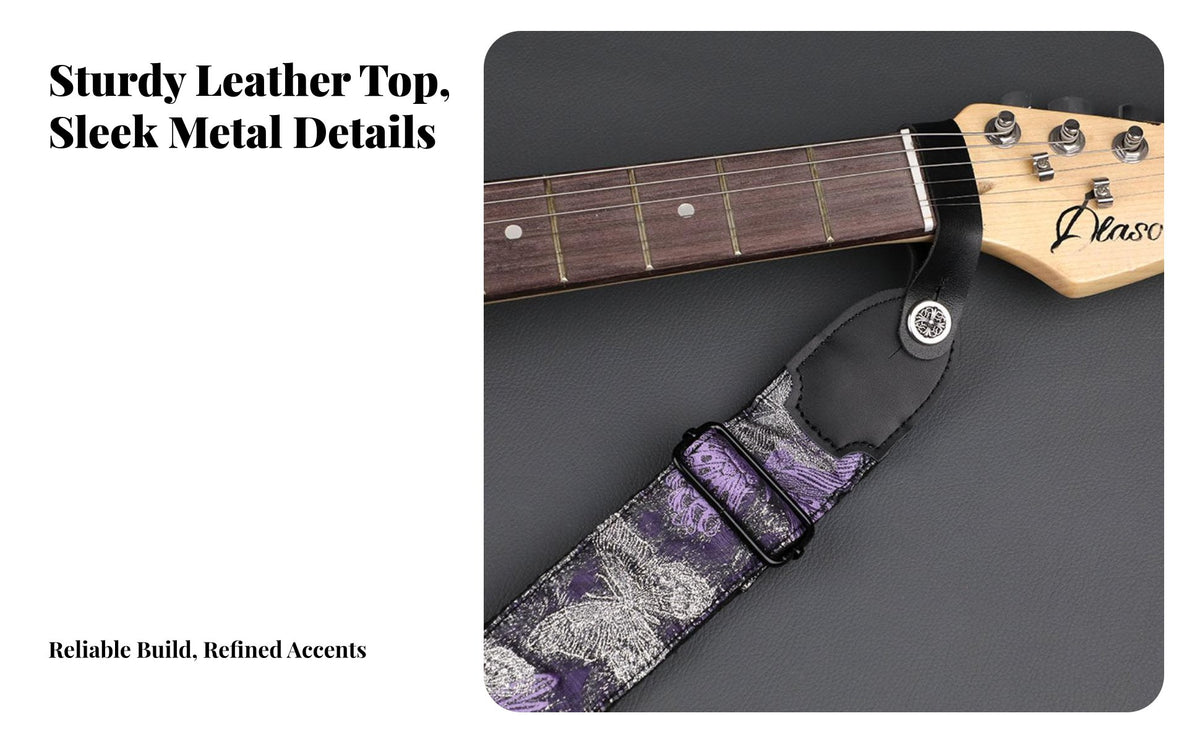 Universal Fit Violet Butterfly Guitar Strap Artistic Pattern Bass Guitar Strap Comfortable for Men, Music Practice, Concerts, Band Rehearsal