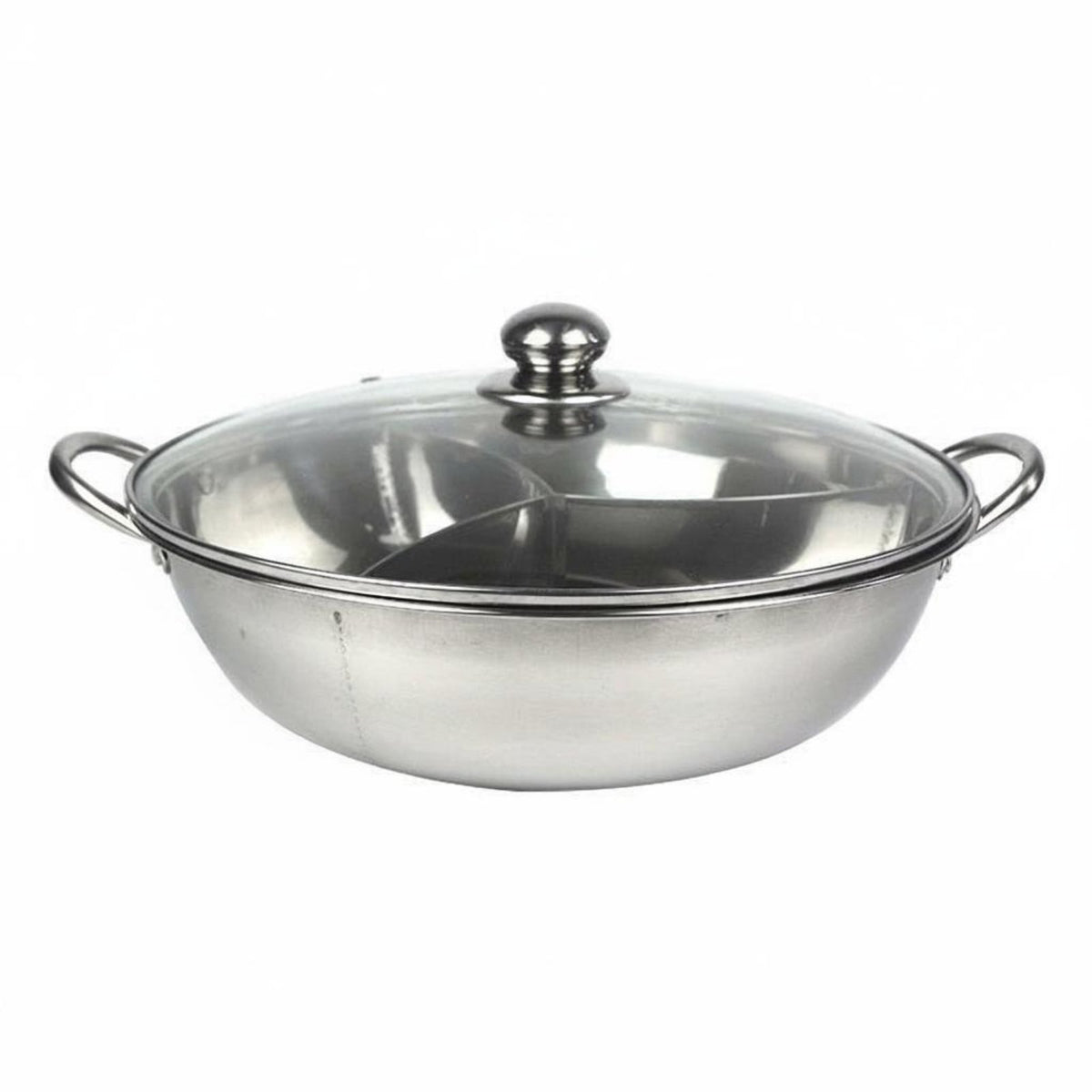 Double Handle 3-Section Hot Pot Fast Heat Conduction Kitchen Cookware for Family Gathering