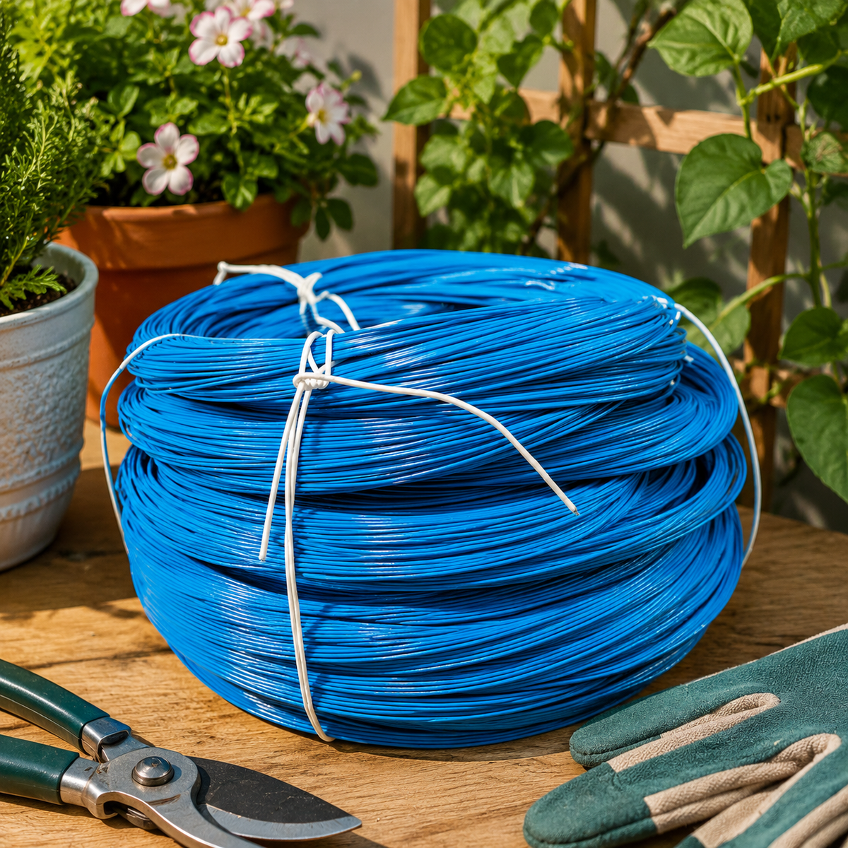 Green Craft Wire 1.5mm, 1000m Flexible Flower Wire, Coated Binding Wire for Plants, Sturdy Tension Wire for Garden