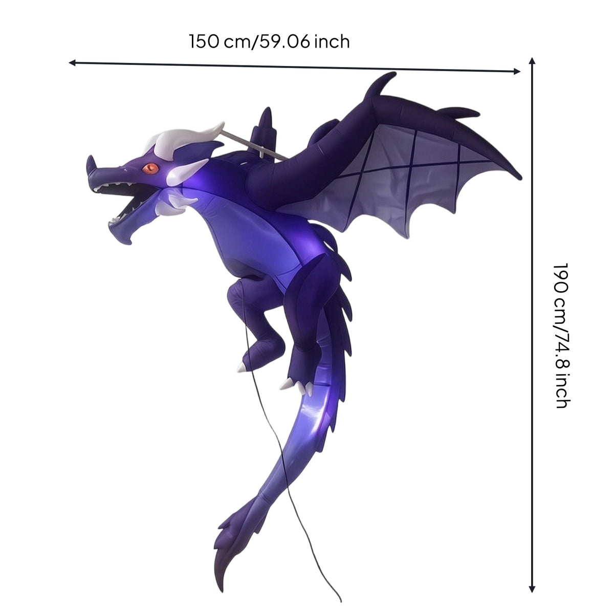 Inflatable Dragon with LED Halloween Hanging Dragon Decorations Lighted Outdoor for Yard, Haunted House